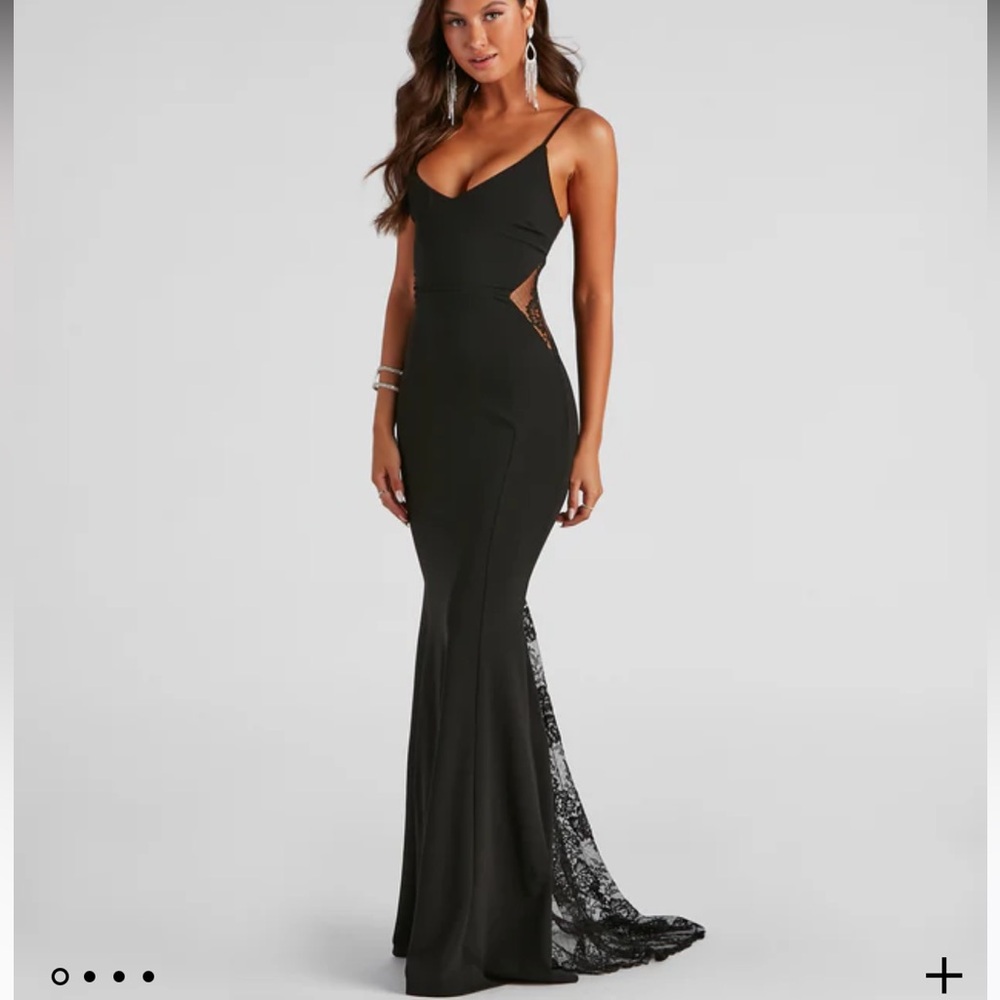 Dress with Train and lace cut outs